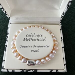 Genuine Freshwater Pearl Bracelet Elastic Celebrate Motherhood Sterling Bead Vin